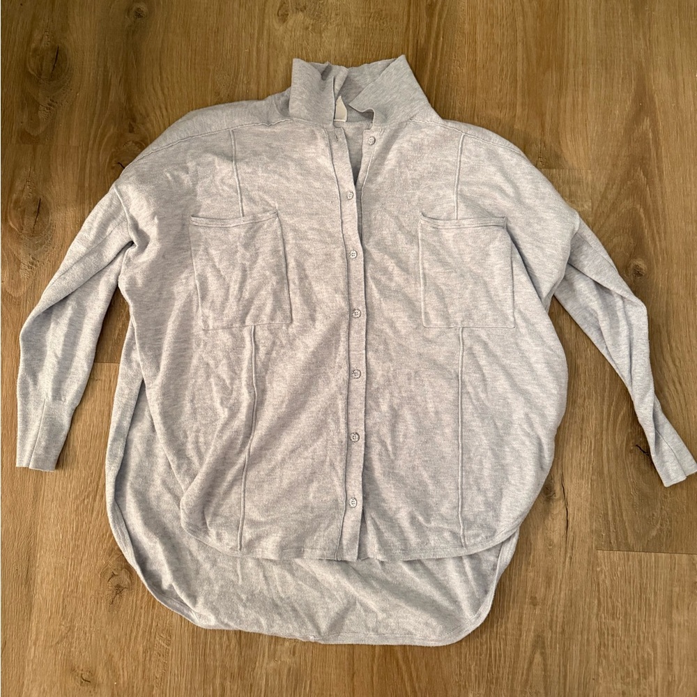 Gray Women's Sweater Button Up